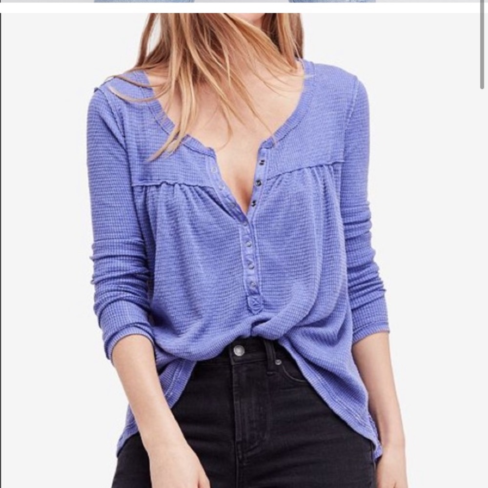 Free People We The Free Kai Henley Thermal Top Size S Lilac
